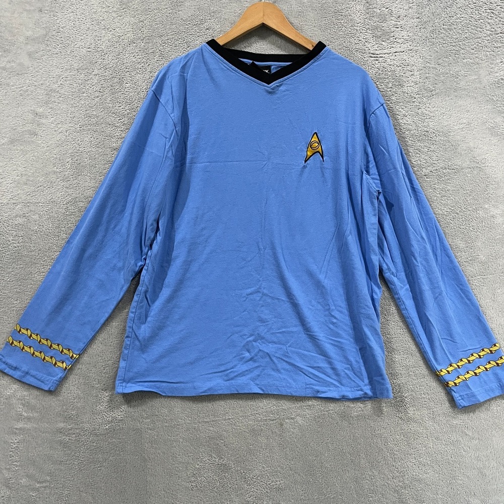Vintage Star Trek The Experience Adult Large Blue Shirt Las Vegas‎ Hilton Chest